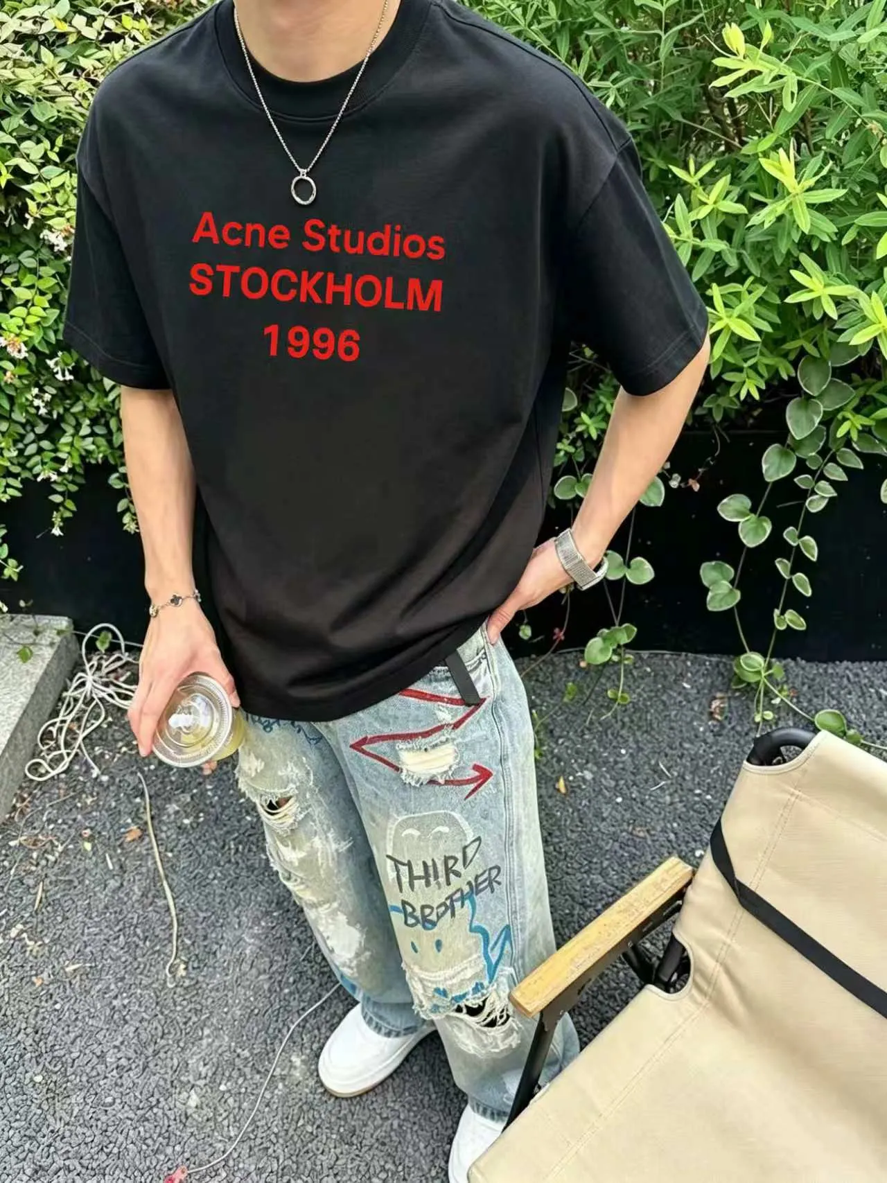 Acne*Studio niche Classic letter print, spring and summer New Arrival, double sand plain short-sleeved pure cotton fabric, different from ordinary fabrics, tight yarn, long-lasting washing without deformation, micro-wide version of T-shirts, same style for men and women. Color: Black White Blue Gray Size: S (90-130 pounds) M (125-140 pounds) L (135-160 pounds) XL (160-180 pounds) XXL (180 pounds)